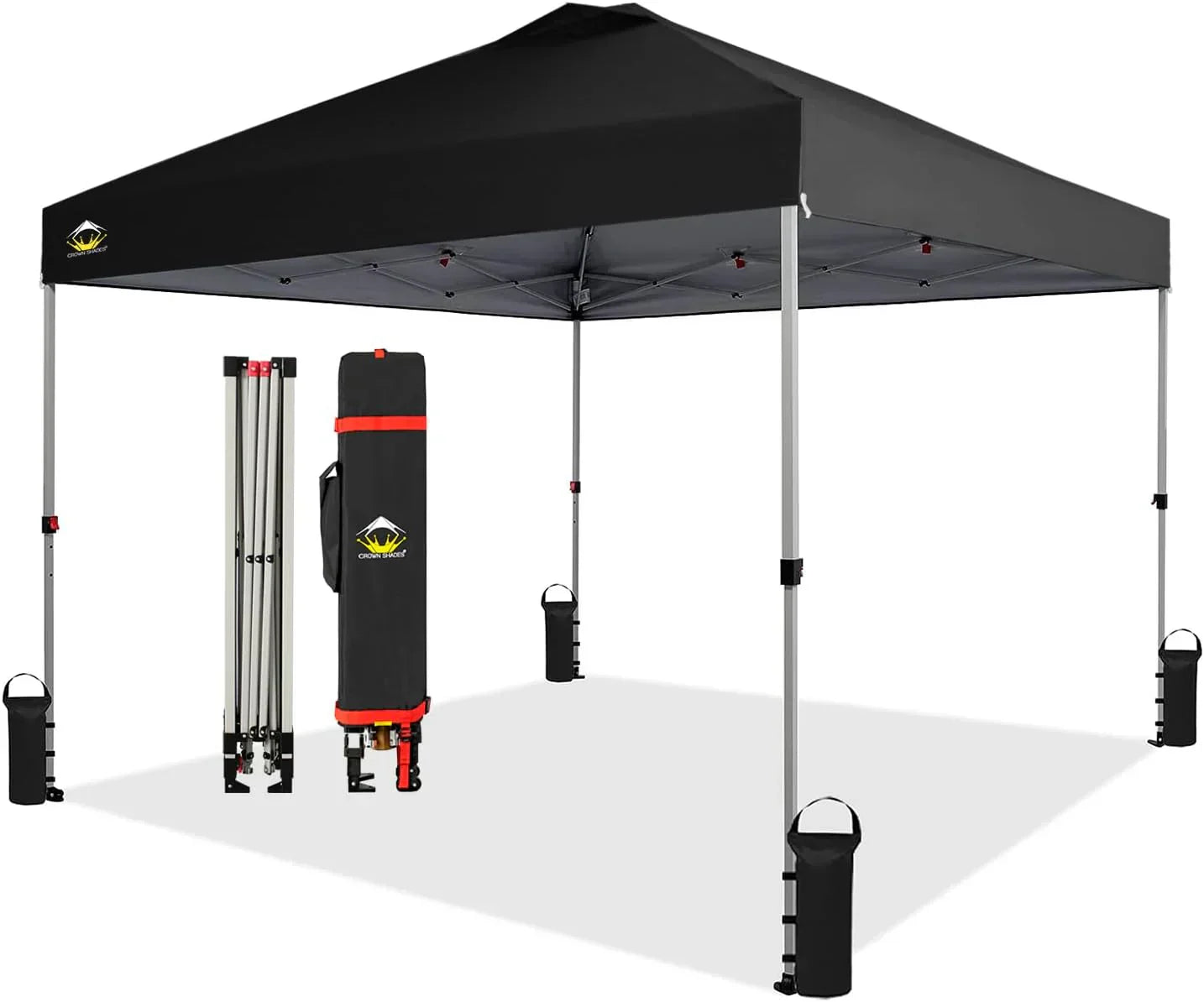10x10 Pop-Up Awning One-Click Installation Beach Tent Outdoor Sunshade Silver Coated Top