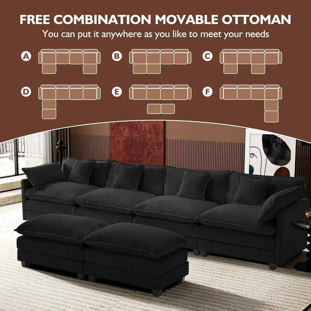 ihanherry 146-inch U-shaped modern sofa modular area cloud sofa