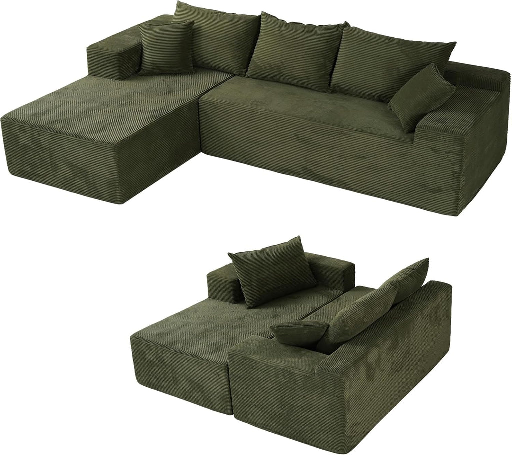 Cloud sofa with L-shaped lounge chair modern modular sofa with deep seats