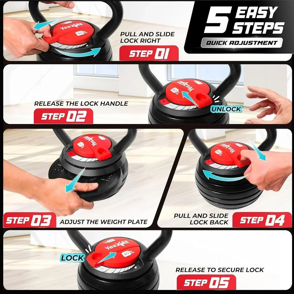 Yes4All Adjustable Kettlebell Kettle Grip Kettlebell Handle Convert to Kettlebells Weight Set