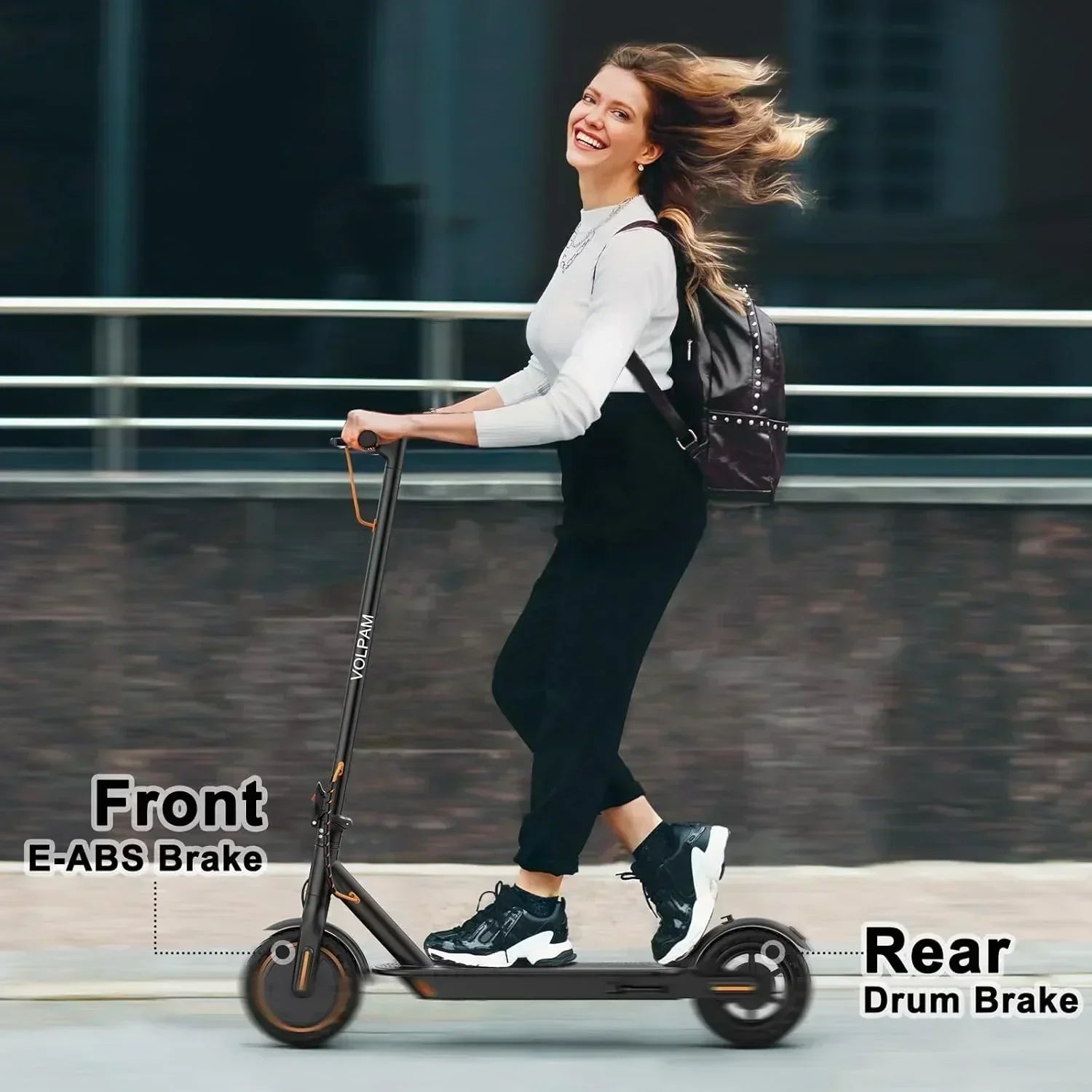 Volpam electric scooter Powerful electric motor Solid tires 28/21/12 mile range