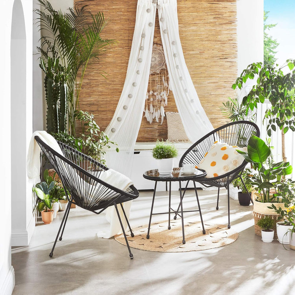 Outdoor Settee 2-Seat Garden Furniture with Backrest PE Rattan
