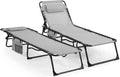 Unovivy Outdoor Chaise Lounge Chairs Portable Folding Pool Lounge Chair with Reclining Back