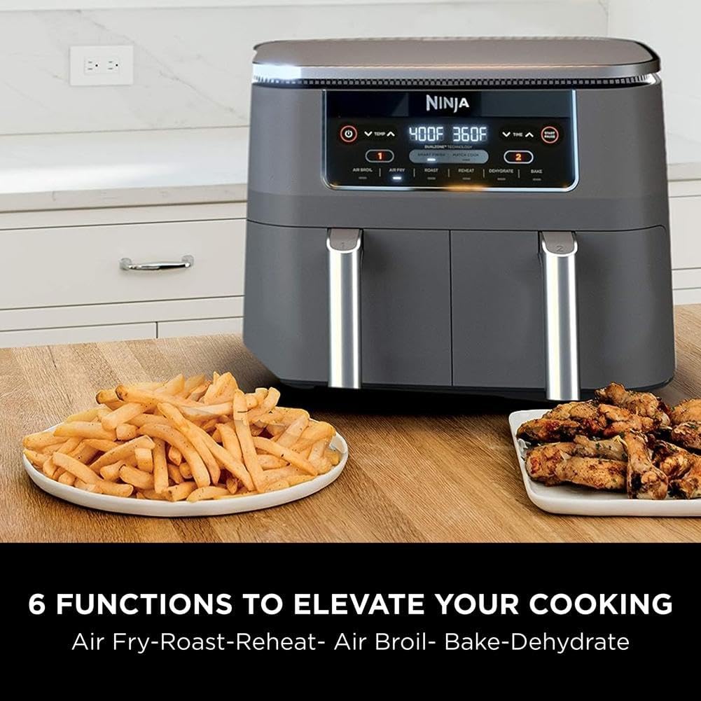 Ninja Foodi 6-in-1 FlexBasket Air Fryer with 7 QT MegaZone Basket Divider for Large Proteins
