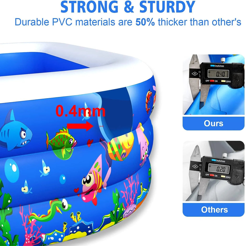 Inflatable Swimming Pool, 120 x 72 x 22 Kiddie Pools, Family Lounge Pools Thickened Above Ground Family Pool for Summer Water Party, Backyard, Garden Lawn, Blue