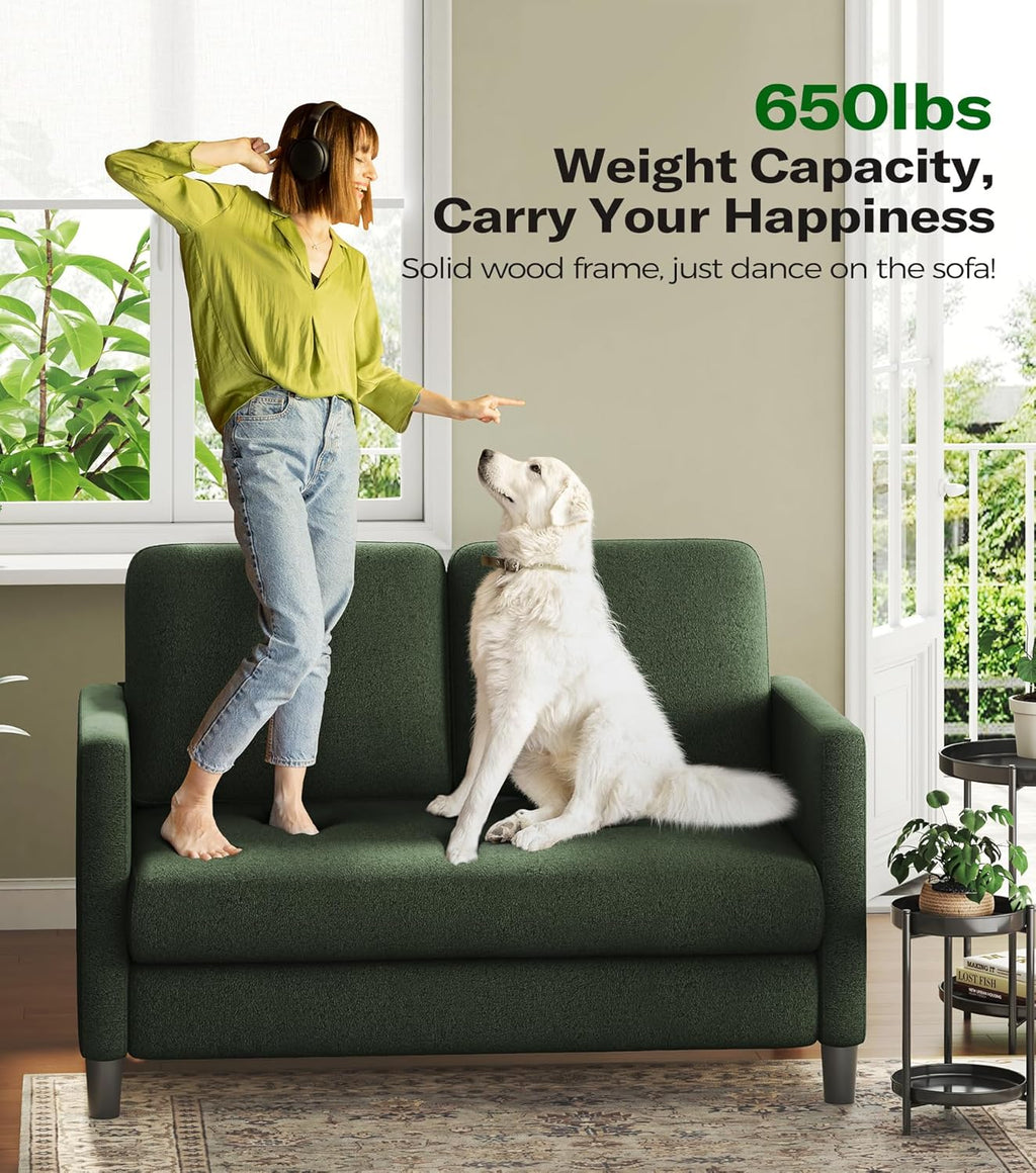 Loveseat Sofa 51 Love Seat Comfy Corduroy Small Loveseat Tool-Free Setup Couch