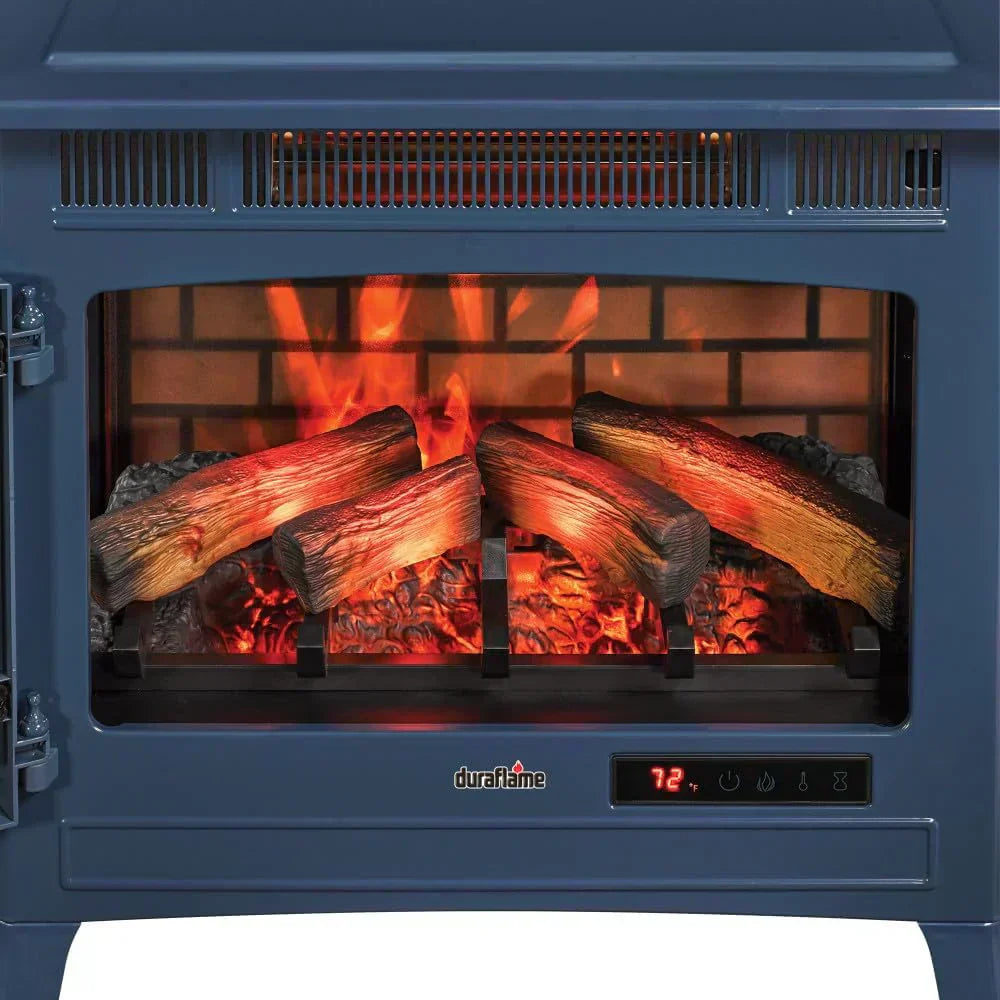 Freestanding Electric Fireplace Stove Heater with 3D Flame Effect for 1000 Sq. Ft