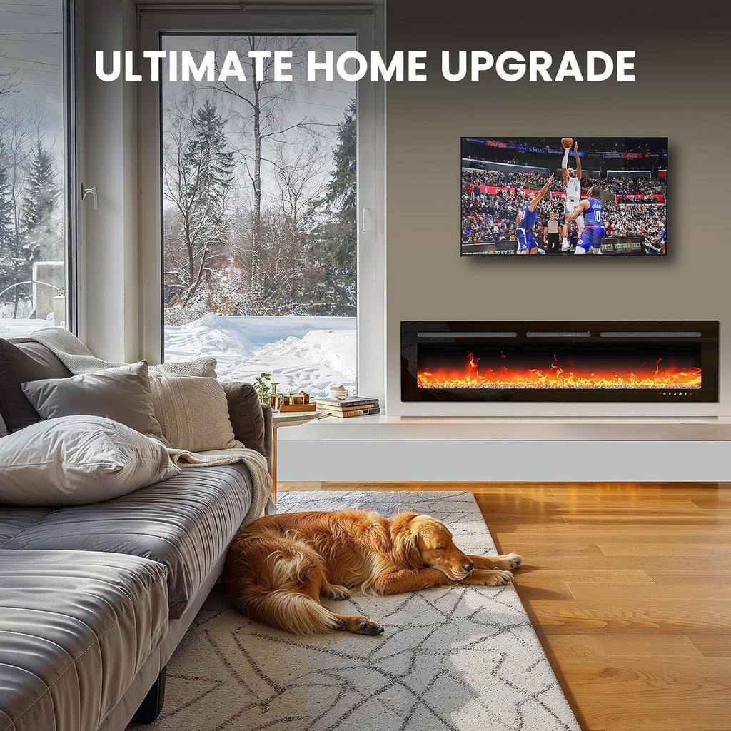 50 Smart Electric Fireplace 5300 BTU Heat Output Wall-Mount Built-In Electric Fireplace