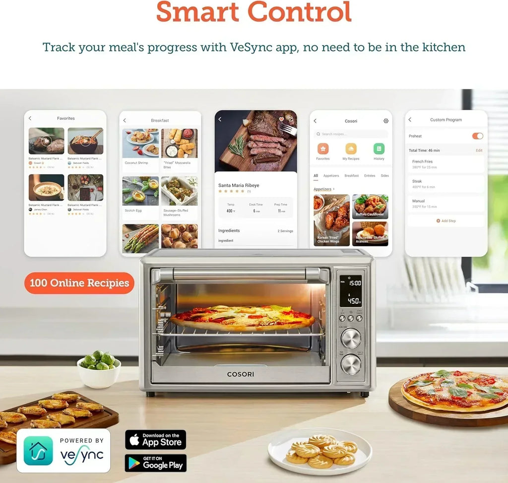 Air Fryer Toaster Oven Combo 13-in-1 32Qt APP Voice Control Convection Oven Countertop