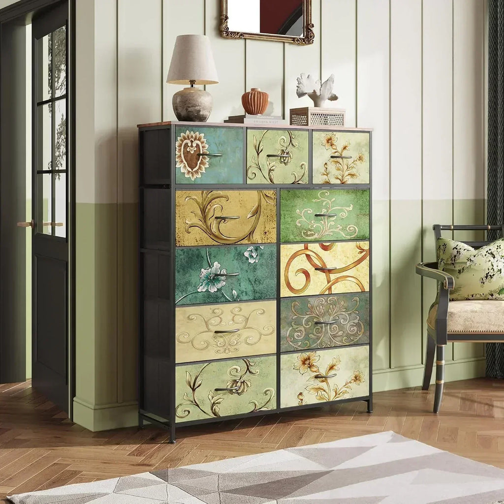 Storage Organizer Unit 11 Fabric Bins Storage Drawers Organizer Steel Frame Tall Storage Tower