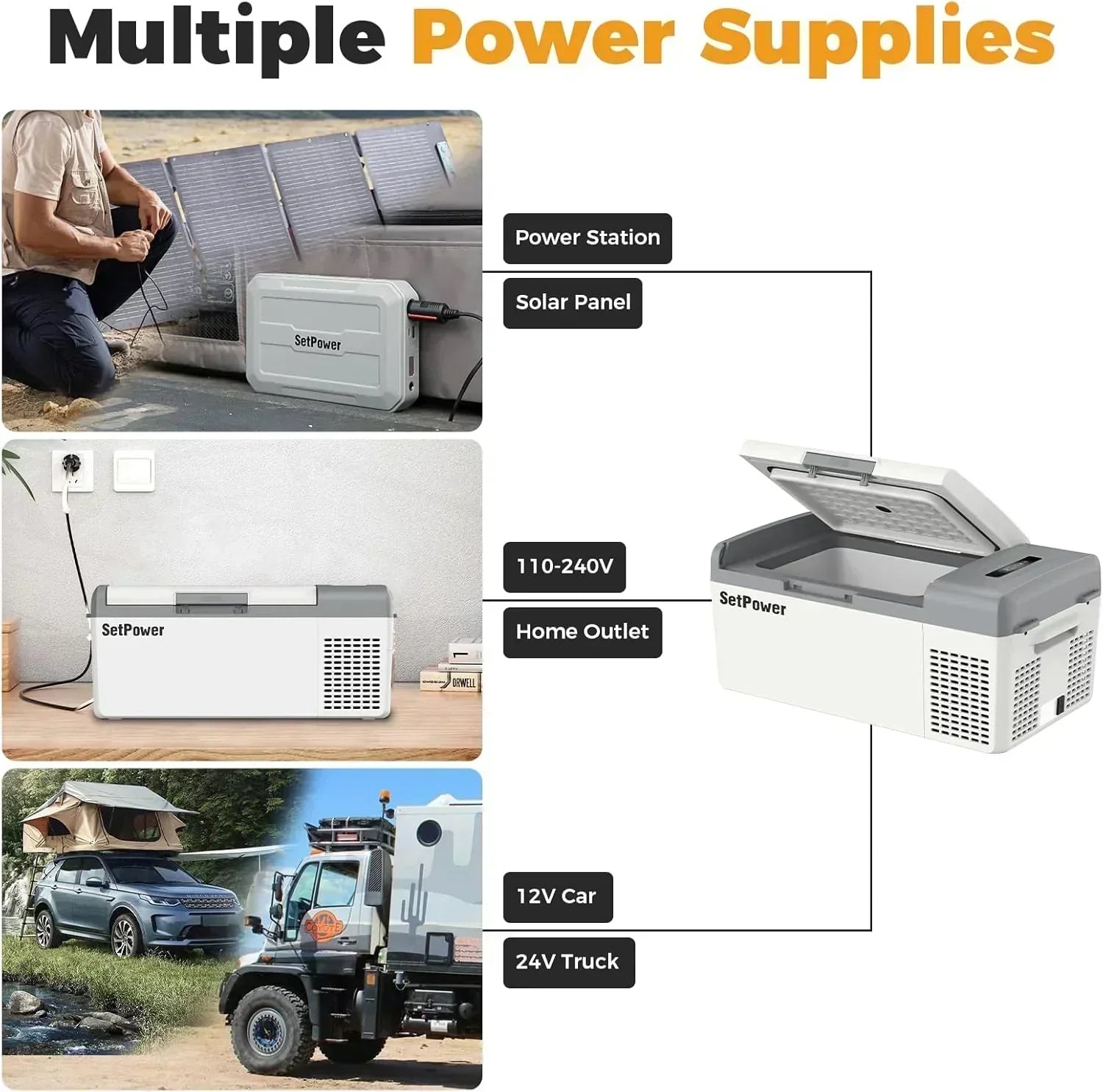 12V Refrigerator 21 Quart Portable Freezer 50 Hours Keep Cool Electric Cooler Car Refrigerator