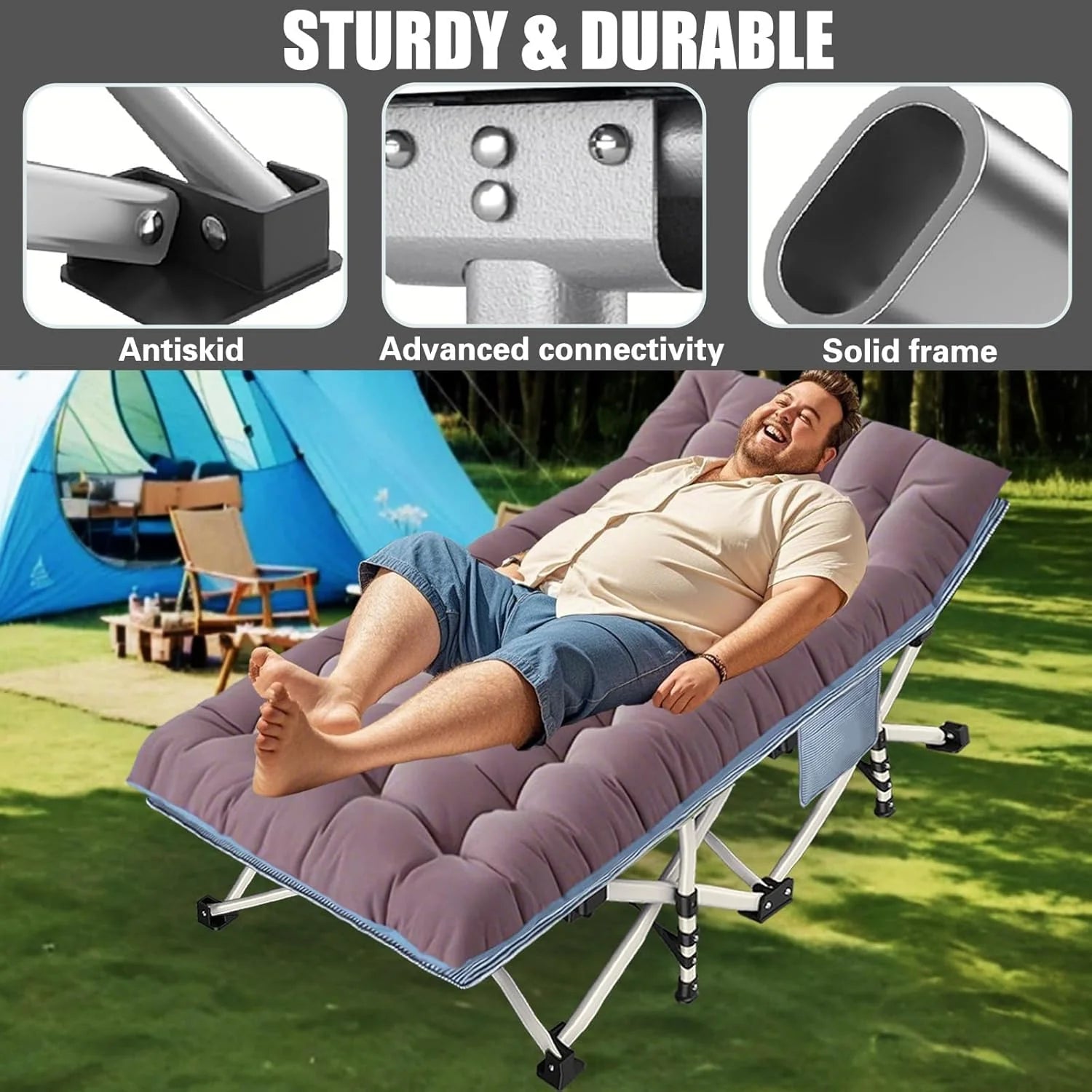 2 Pack Camping Cot with Mattress Comfortable Sleeping Cot Camping Cots for Adults 2 Person Folding Cot Heavy Duty Cots for Sleeping with Carry Bag Outdoor Indoor Home Vacation