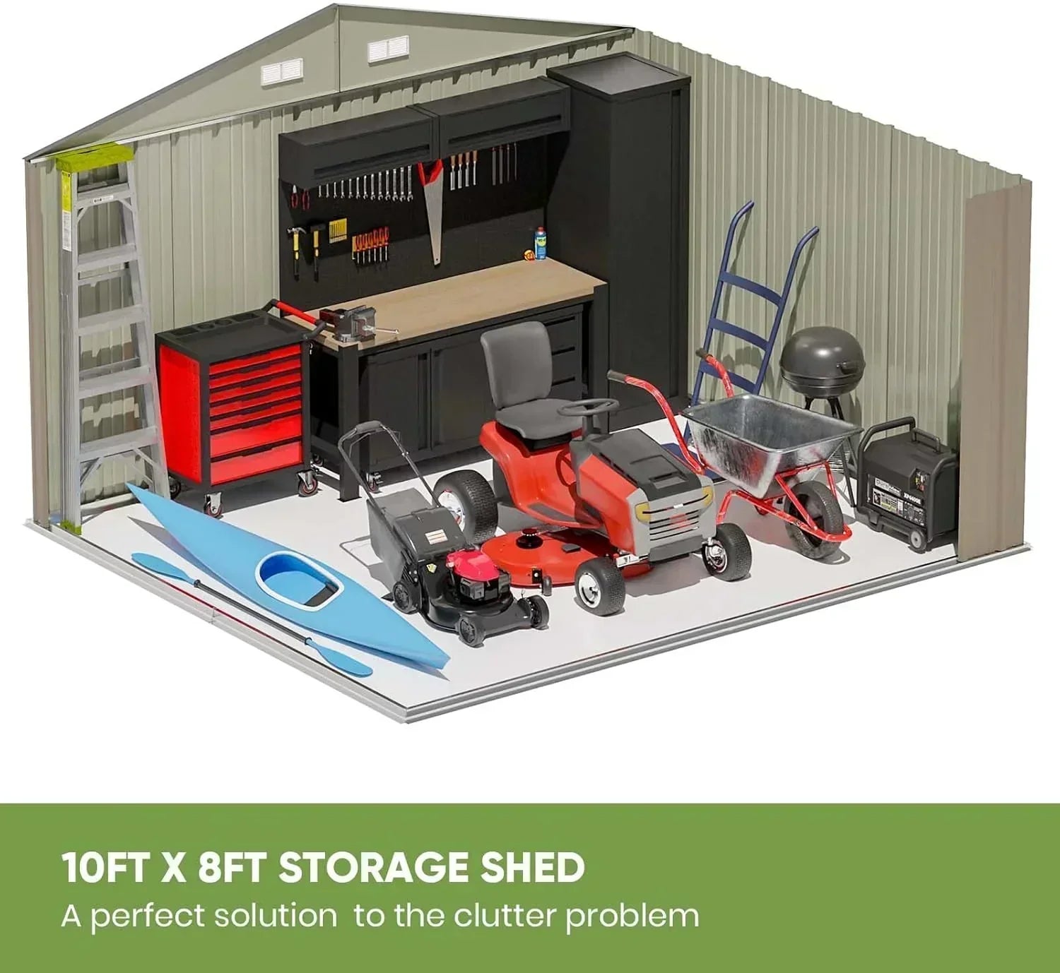 Patiowell 5x3 FT Outdoor Storage Shed Tool Shed with Sloping Roof and Lockable Door Metal Shed