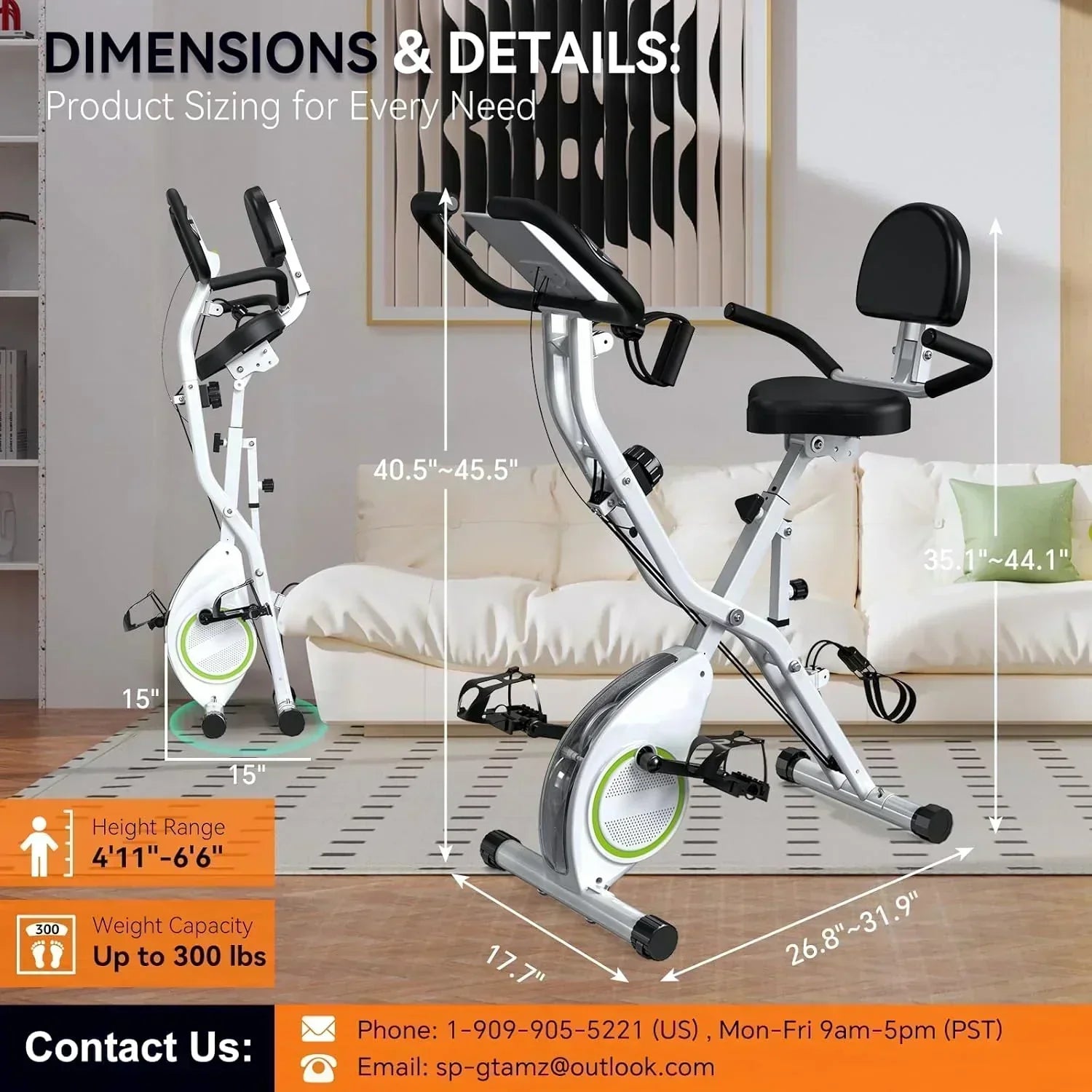 Foldable Exercise Bike Stationary Bikes  5 IN 1 Indoor Workout Cycling Bike Quiet Magnetic Resistance