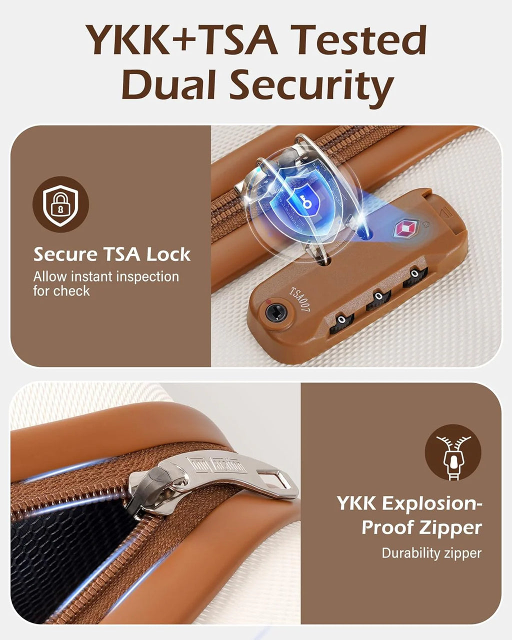 LONG VACATION 6 Piece Luggage Set Carry on Suitcase with ABS+PC hardshell, Spinner Wheels & YKK Zipper TSA Lock