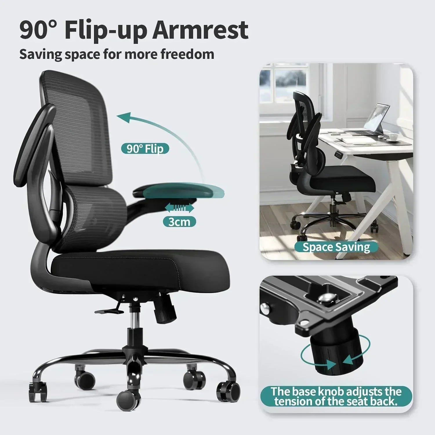 TRALT Office Chair Ergonomic Desk Chair 330 lbs Home Mesh Gaming Chair with Wheels