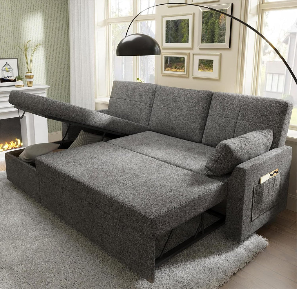 VanAcc Sofa Bed Sleeper Sofa with Storage Chaise 2 in 1 Pull Out Couch Living Room