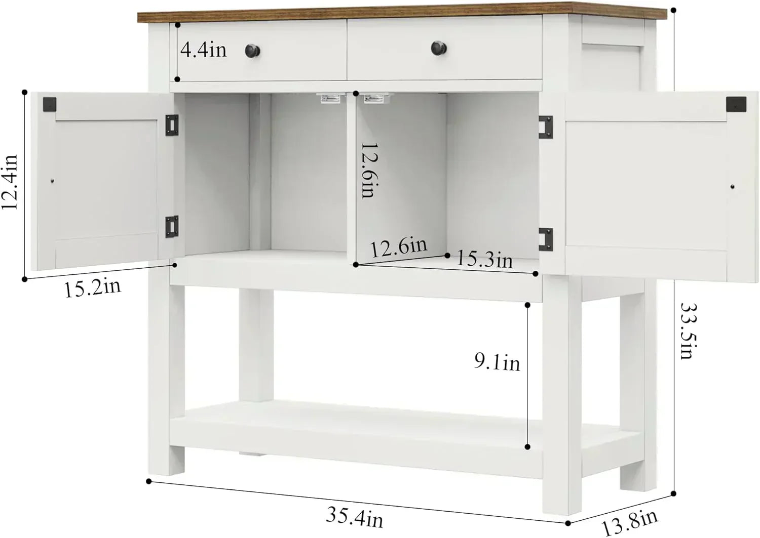 Farmhouse style console table coffee bar entry table with storage rack sofa table