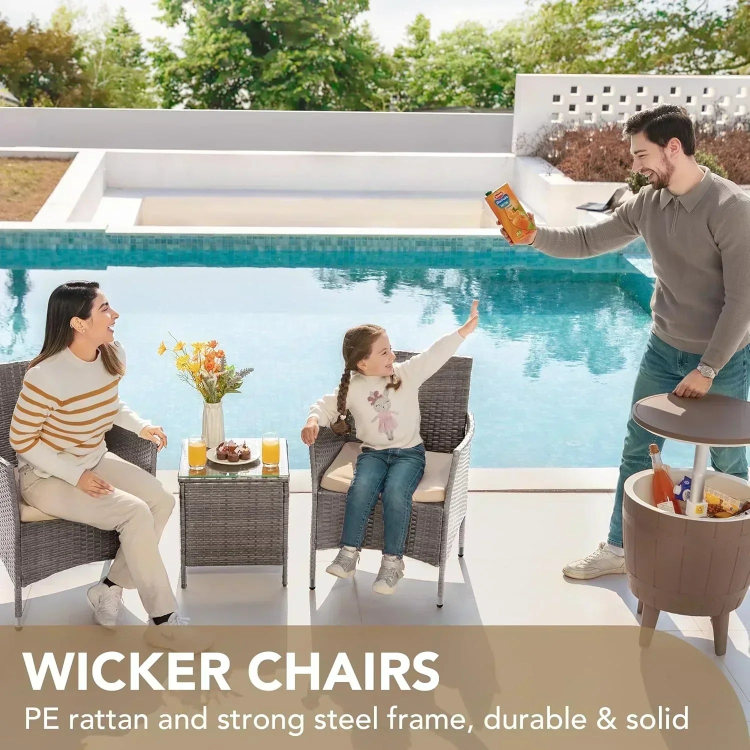 Devoko Patio Porch Furniture Sets 3 Pieces PE Rattan Wicker Chairs Outdoor Garden Furniture Sets
