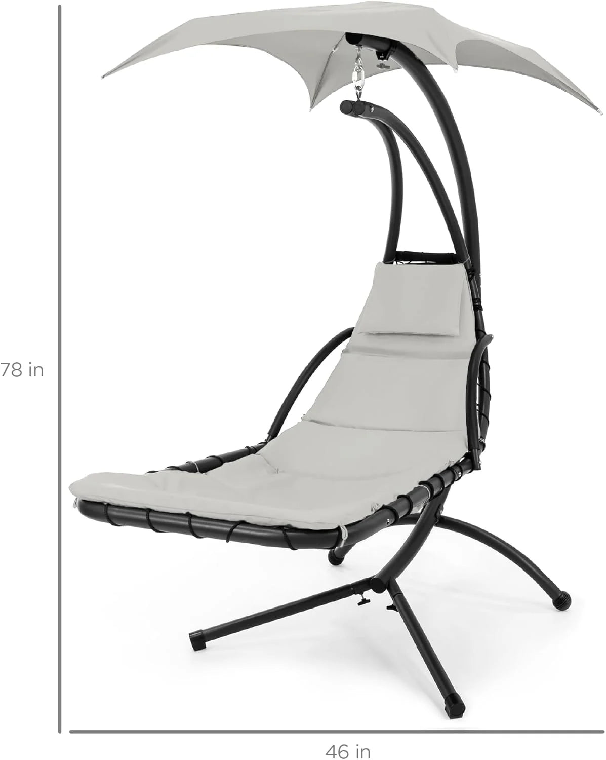 Best Choice Products Outdoor Hanging Curved Steel Chaise Lounge Chair Swing w/Built-in Pillow and Removable Canopy - Teal
