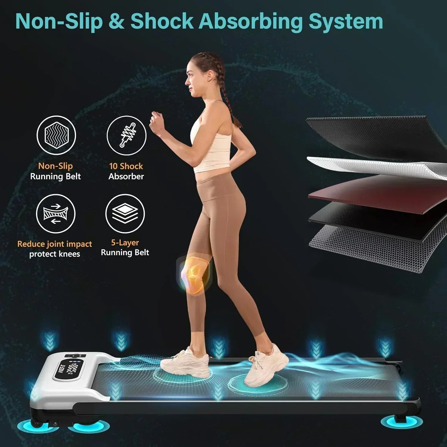 2.5 HP Portable Treadmill with Inclined Walking Pad Panel and Remote 4-in-1 Walking Treadmill