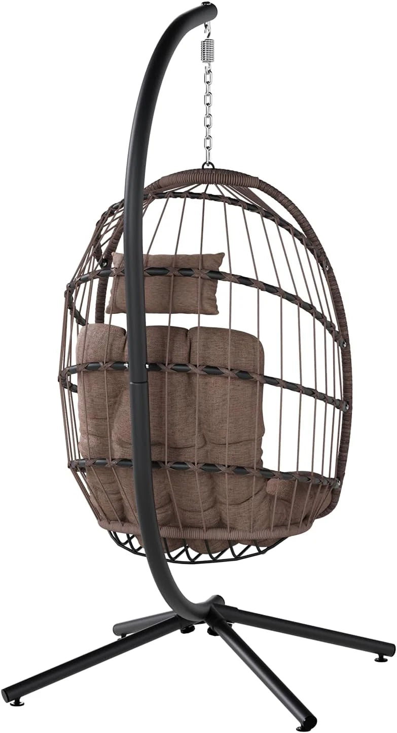SWITTE Egg Chair Outdoor Indoor Wicker Hanging Egg Swing Chair 350lbs Capacity for Patio