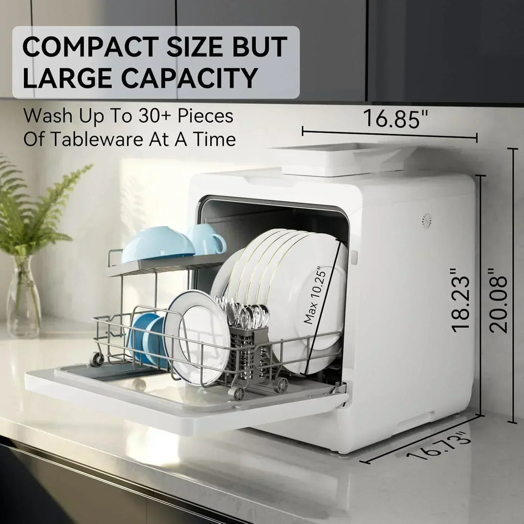 Hermitlux tabletop dishwasher 7 wash programs portable mini dishwasher