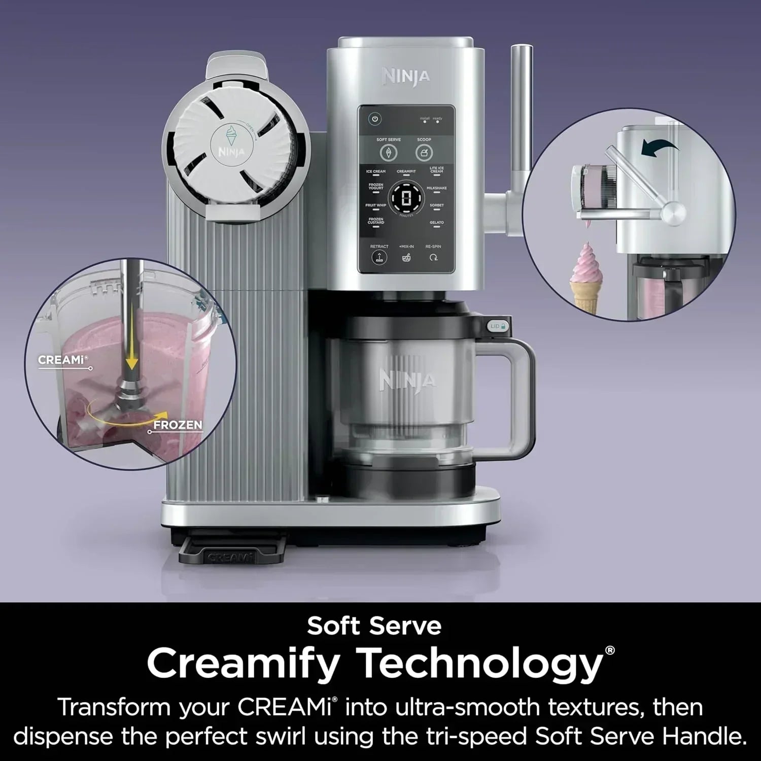 Ninja Swirl by CREAMi Ice Cream and Soft Serve Maker Frozen Yogurt Low Calories Program