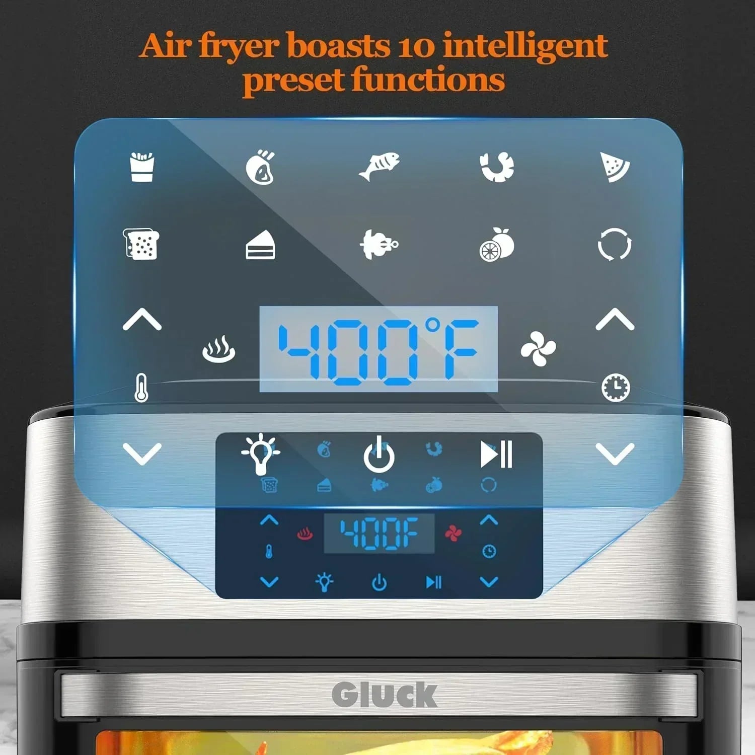 Large 20-quart air fryer 10-in-1 combo with window rotisserie 3 dehydrator racks ETL certified