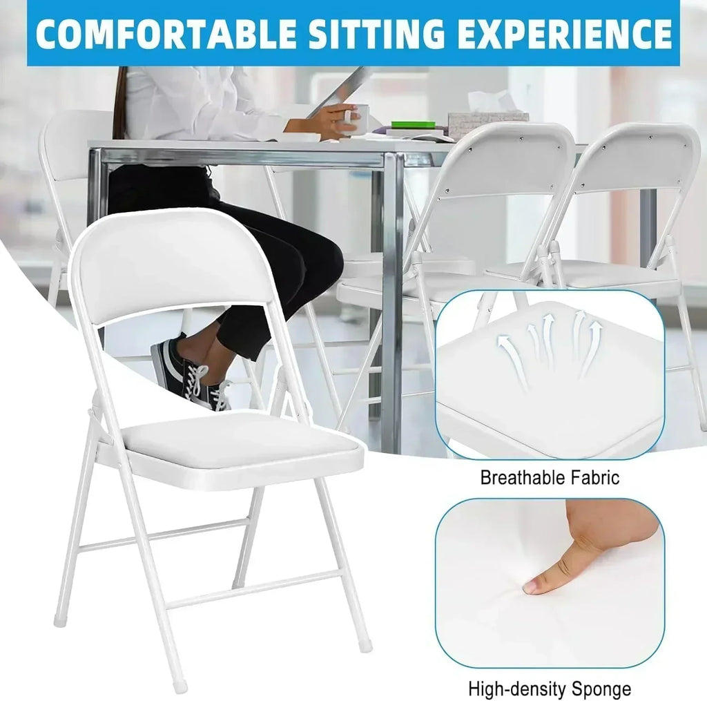 6 Pack Black Folding Chairs with Leather Chairs Events Office Wedding Party Upholstered Chairs