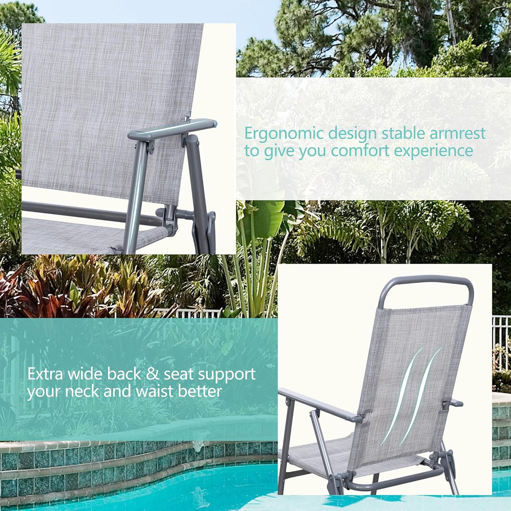 Vongrasig 6 Piece Folding Patio Dining Set Small Metal Outdoor Garden Patio Table and Chair Set