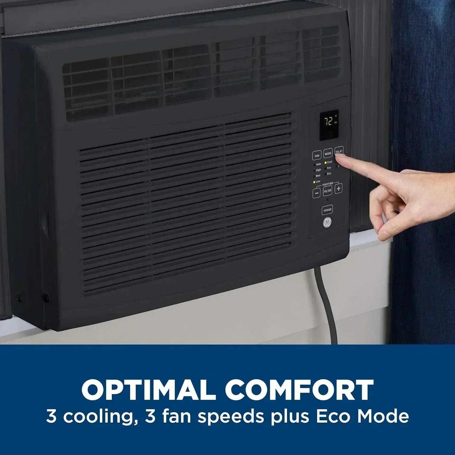 GE Window Air Conditioner Unit 5,000 BTU for Small Rooms up to 150 sq ft Manual Adjustable Fan