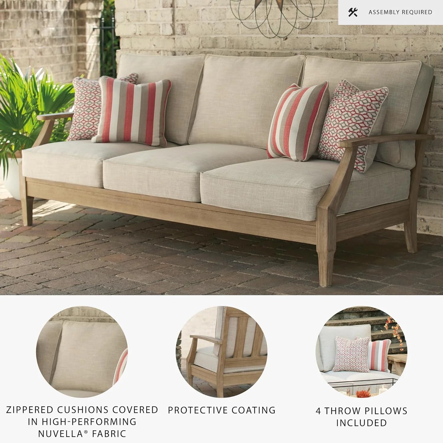 Coastal view outdoor terrace eucalyptus sofa