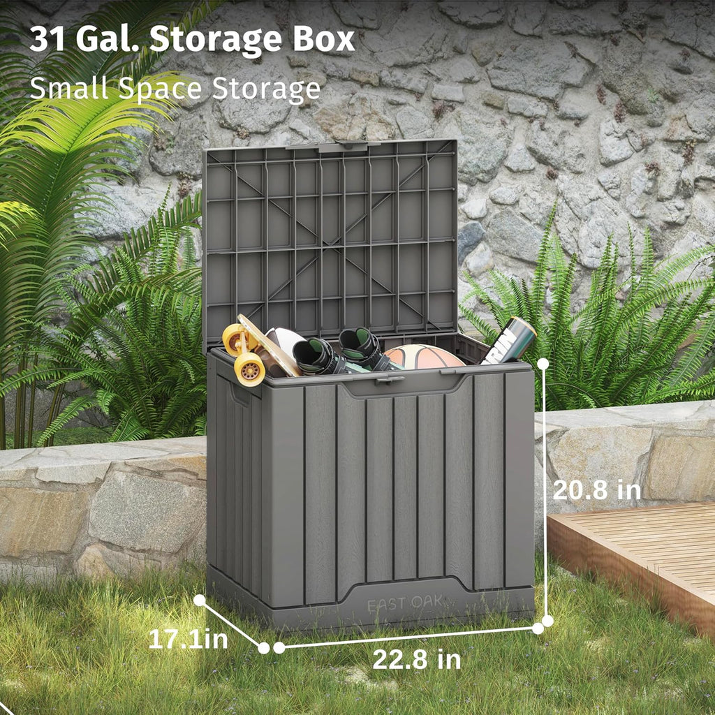 EAST OAK Outdoor Storage Box 60 Gallon Deck Box Indoor and Outdoor Use Waterproof Resin Storage