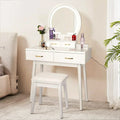 Vanity Desk with Lighted Mirror 3 Color Lighting Modes Adjustable Brightness
