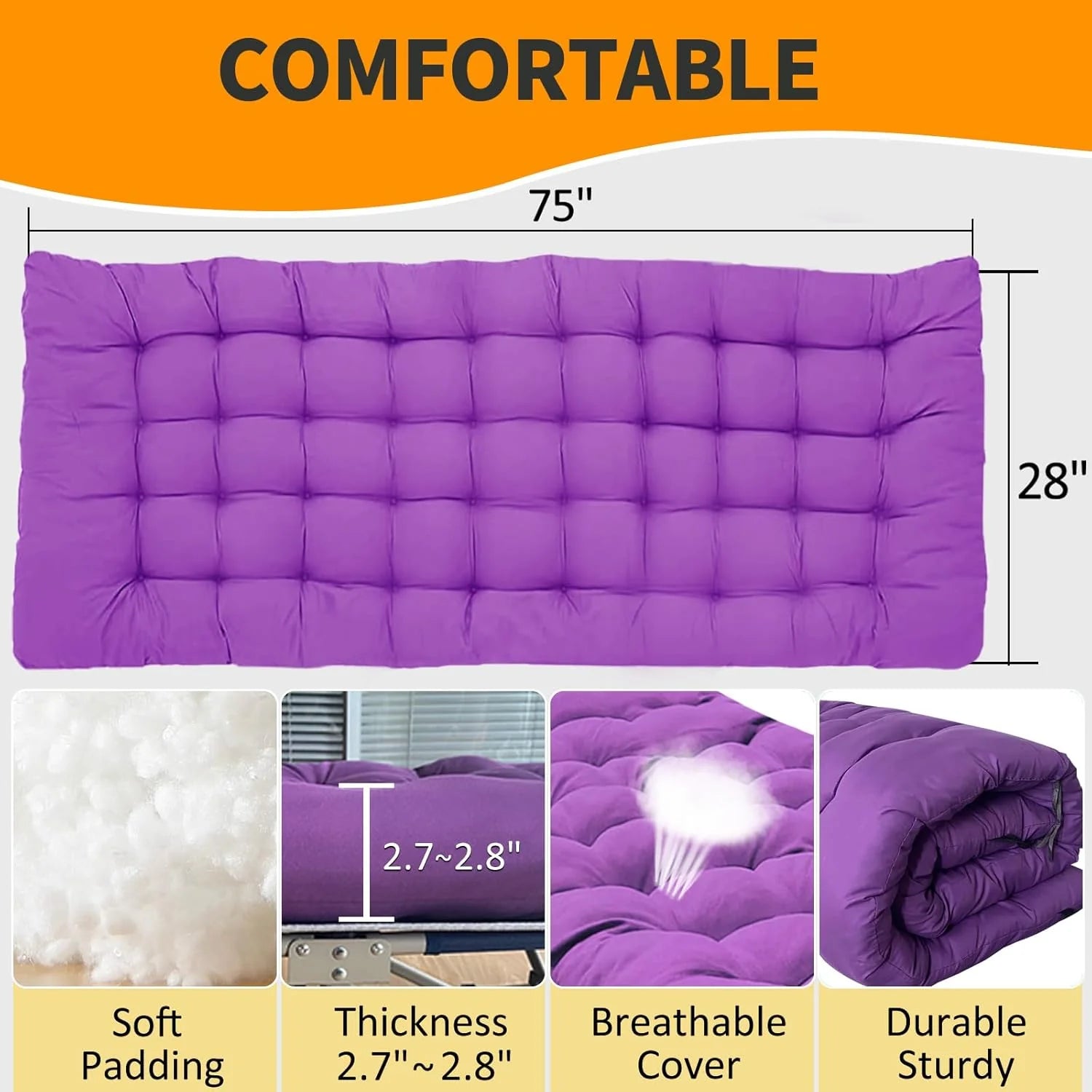 2 Pack Camping Cot with Mattress Comfortable Cot Bed Folding Cot Heavy Duty Cots for Sleeping with Carry Bag for Adults Kids Guest Bed Outdoor Indoor Home