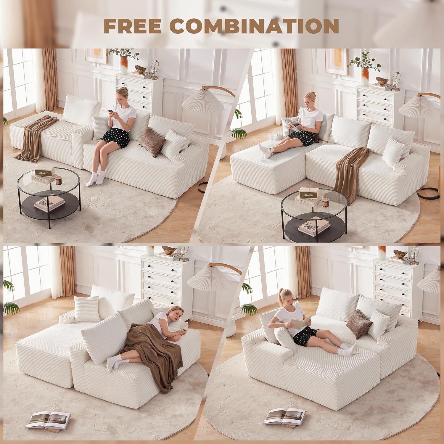 110-inch cloud sofa boneless sofa in the living room modular sofa with deep seats