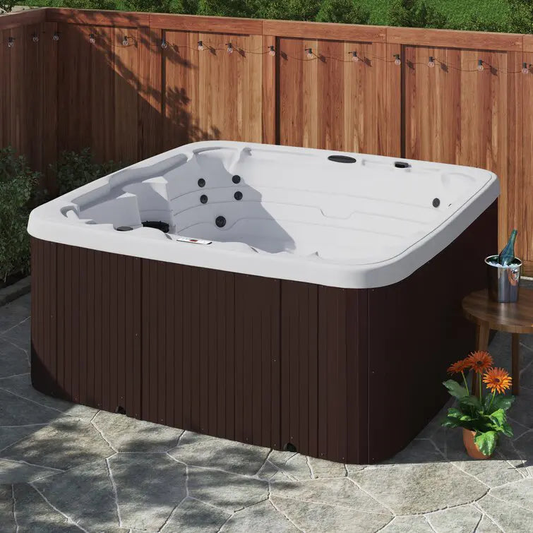 Lifesmart Spas 110 Volt 7 Person 22 Jet Square Plug And Play Hot Tub with Ozonator in Espresso
