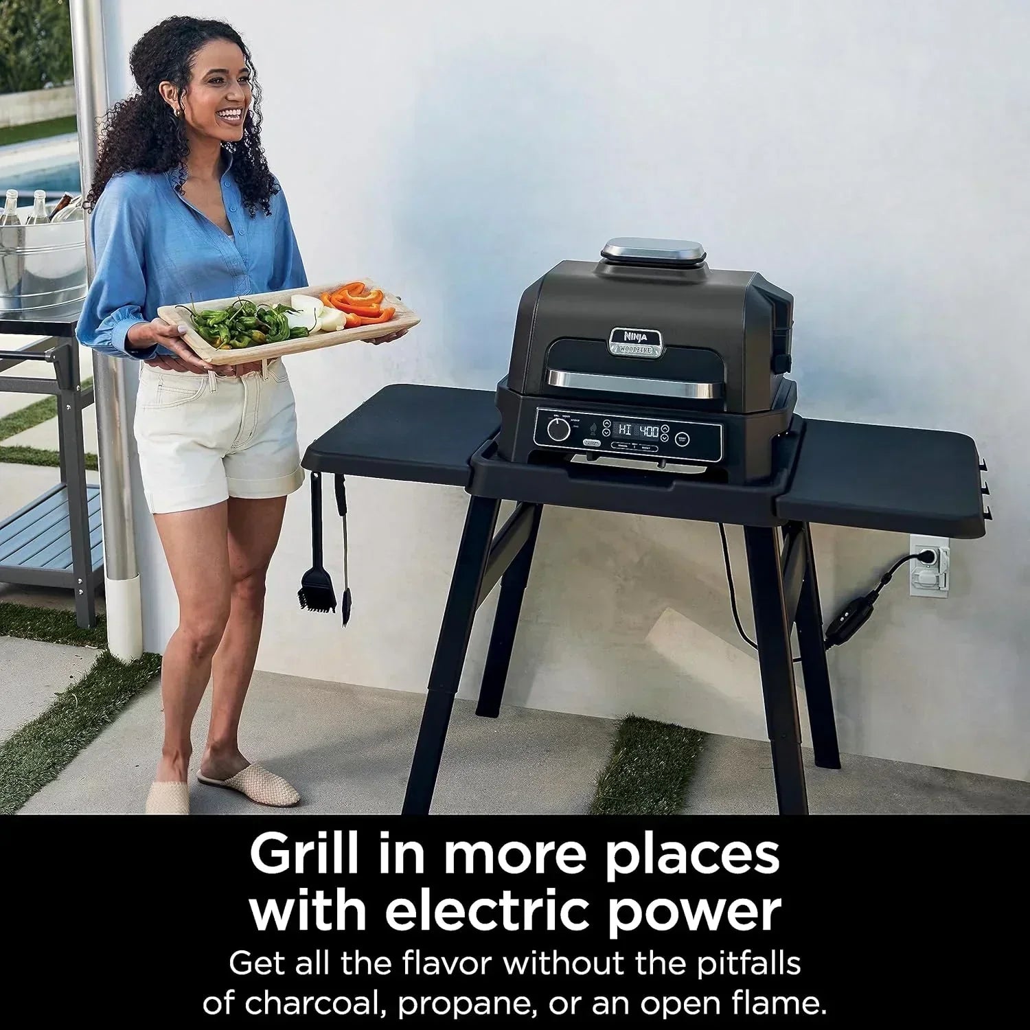 Ninja Woodfire Pro XL Outdoor Grill Smoker Thermometer 4-in-1 Master Grill BBQ Smoker Outdoor Air Fryer