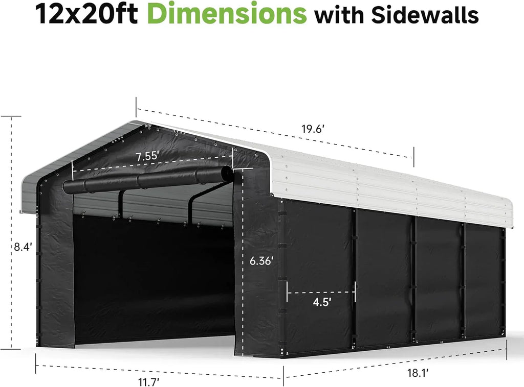 10'x15' Heavy Duty Metal Carport Outdoor Garage Car Shelter Shade with Heavier Frame