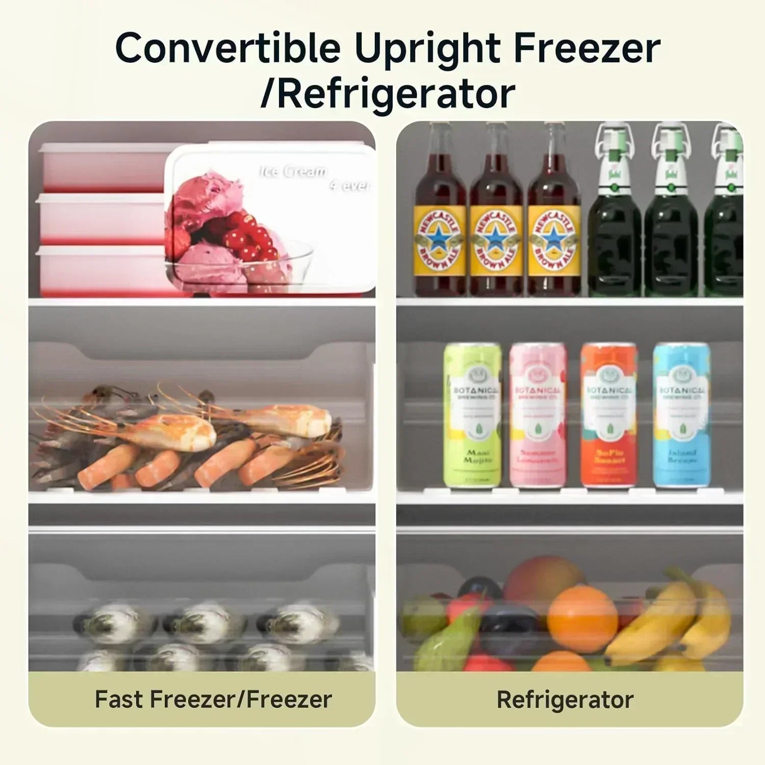 BANGSON Upright Freezer 7.0 Cu.ft Stand Up Freezer Convertible Upright Freezer/Refrigerator