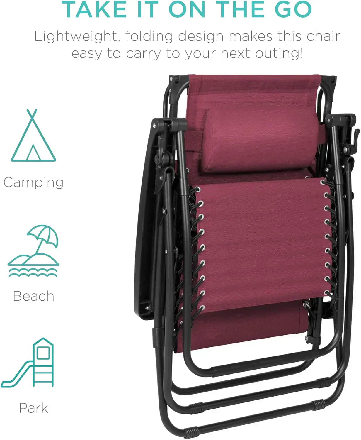 Best Choice Products Folding Zero Gravity Recliner Patio Lounge Chair Adjustable Canopy Shade