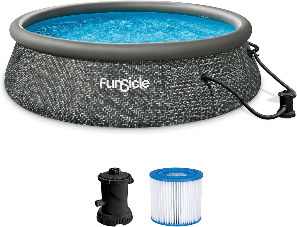 Funsicle 12 Foot by 36 Inch Quickset Round Inflatable Ring Top Outdoor Swimming Pool Set