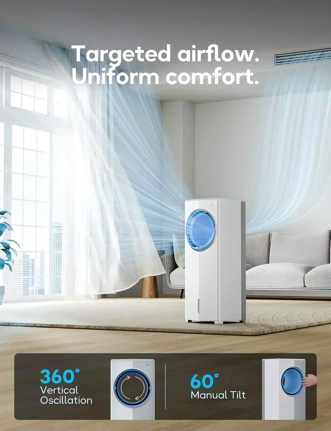 Windowless Portable Air Conditioner 26.3 Small Evaporative Air Cooler for Room No Window