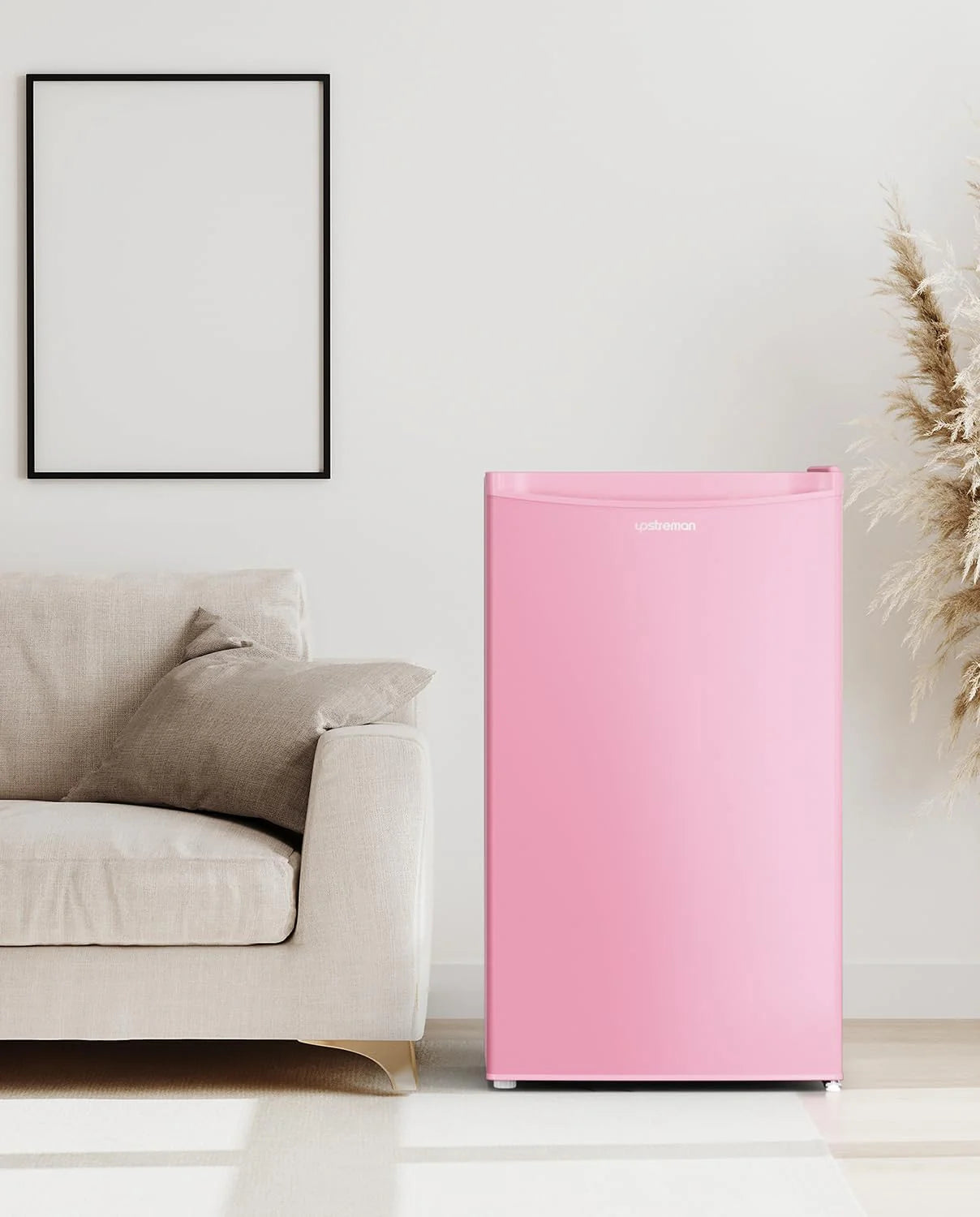 Upstreman 3.2 Cu.Ft Mini Fridge with Freezer, Single Door Mini Fridge, Dorm Fridge, Adjustable Thermostat, Mini Refrigerator