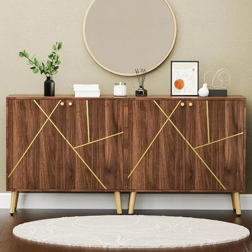 Free Standing Cabinet Black Wood for Living Room Bedroom Dining Room Hallway