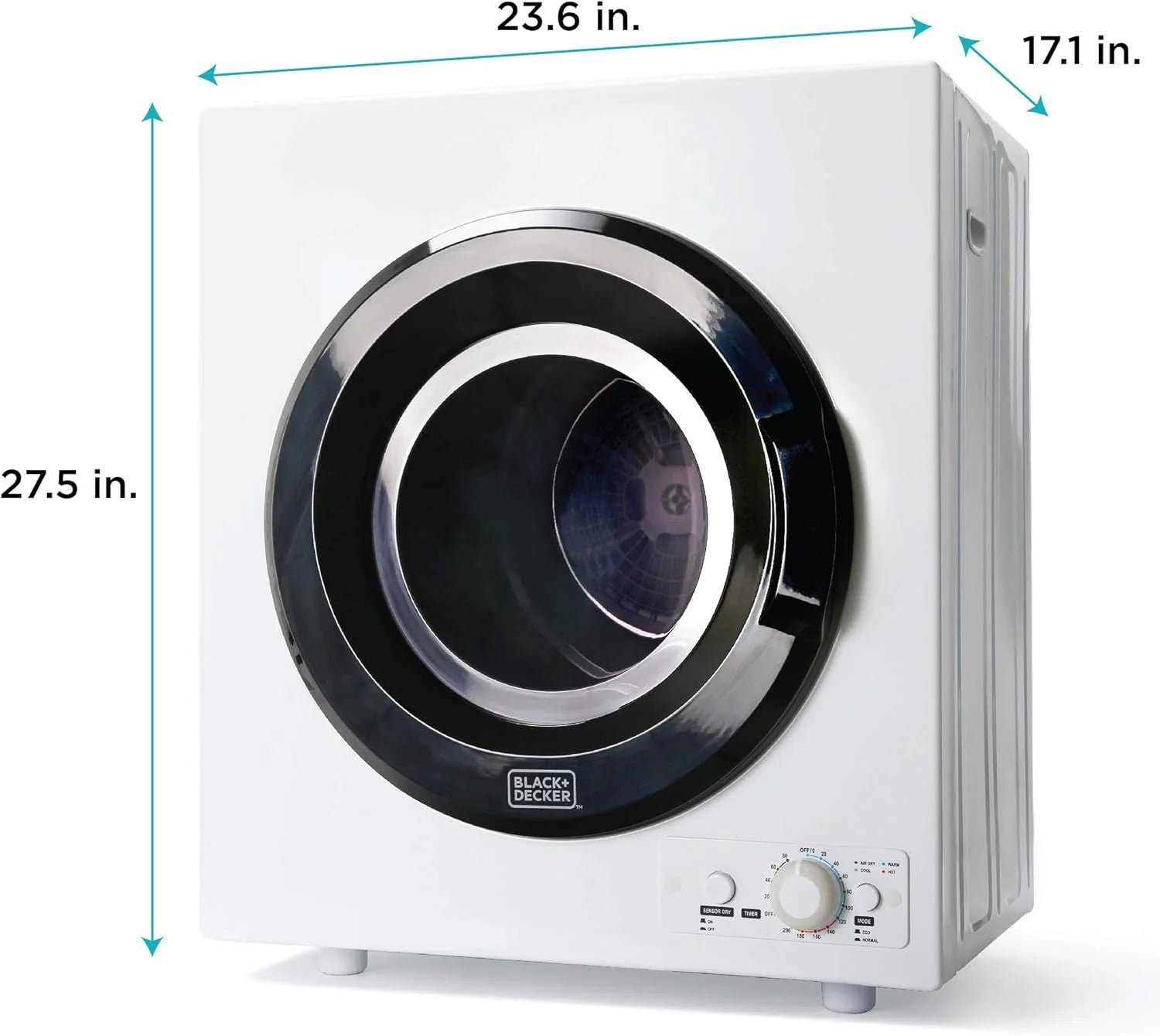 Compact Clothes Dryer, 1.5 Cu. Ft. 850W Electric Dryer, 120V Vented Portable Dryer with Stainless Steel Drum, for 5.5 lbs. of clothing for Standard Wall Outlet