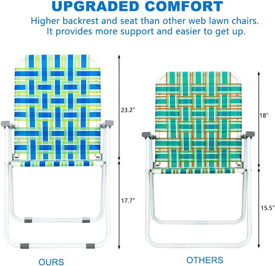VINGLI Patio Lawn Webbed Folding Chairs Set of 2 Outdoor Beach Portable Lawn Chair