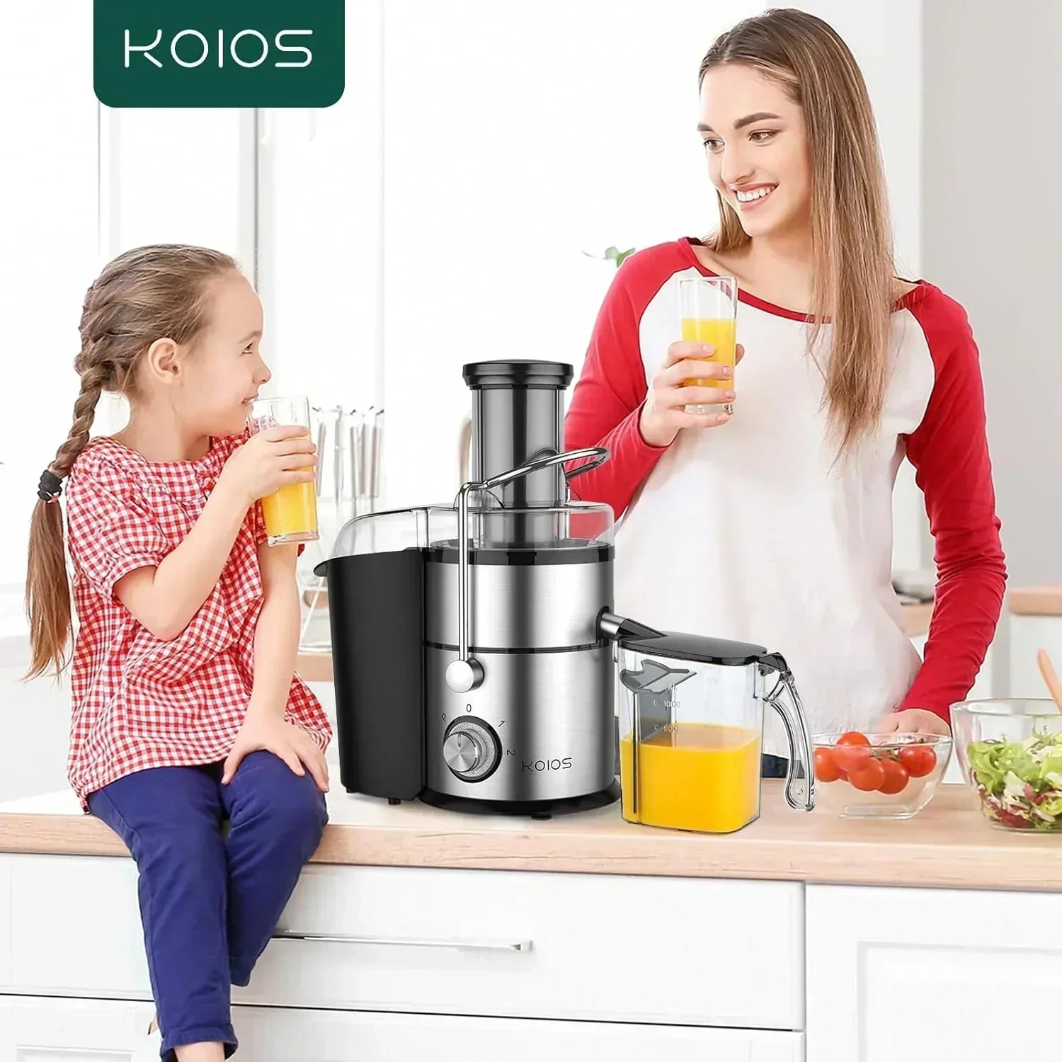 1300W KOIOS Centrifugal Juicer with Extra Large 3 Feed Chute and Titanium Filter