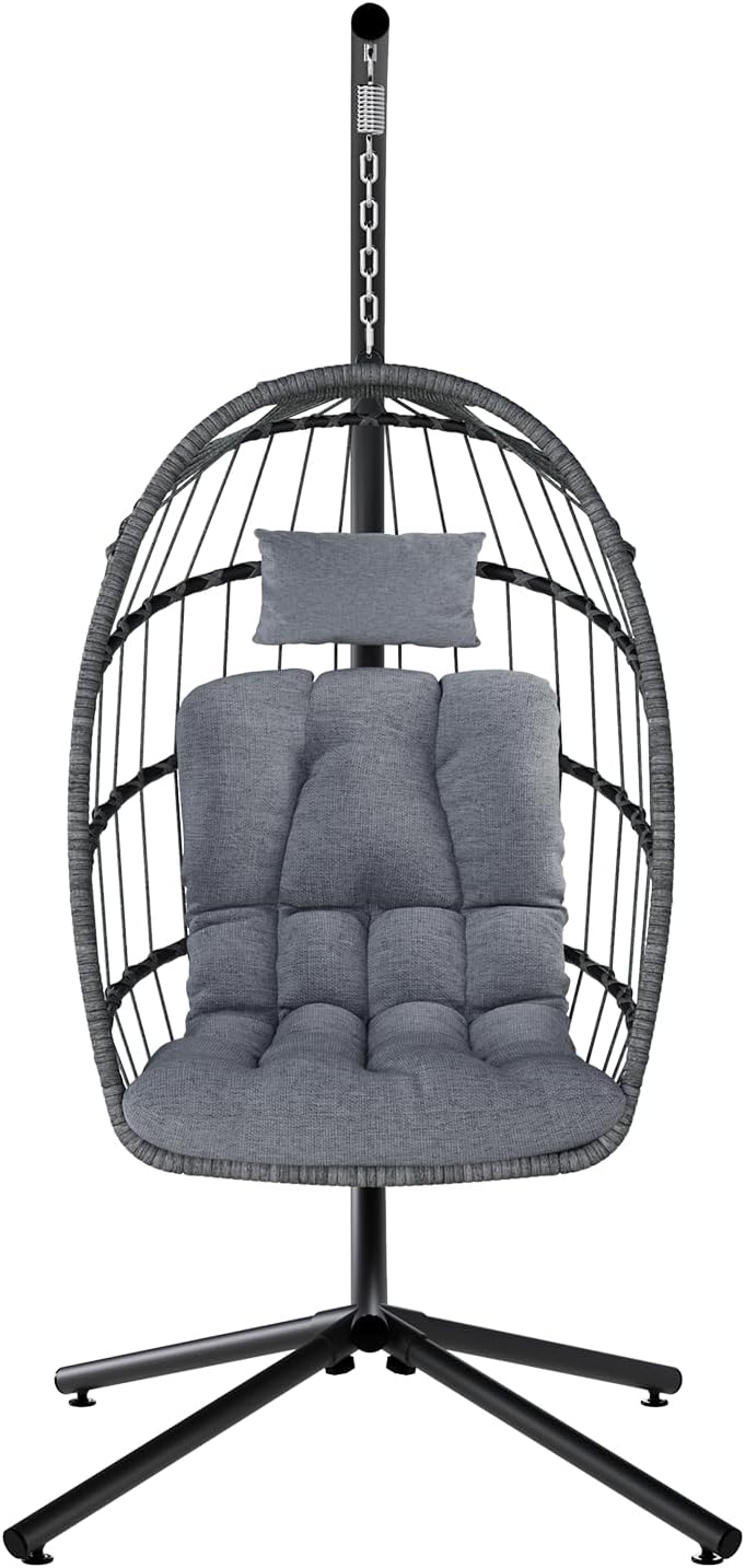 SWITTE Egg Chair Outdoor Indoor Wicker Hanging Egg Swing Chair 350lbs Capacity for Patio